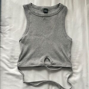 Gray Ribbed Tank Top